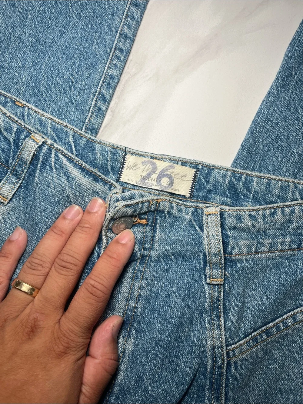 Free People Women’s Blue Denim Jeans - Classic High-Rise Boot Cut Style